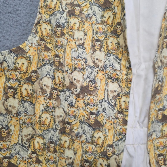 Vintage Vest Quilted Zoo Animals Handmade Monkey Zebra Elephant Lion Giraffe M/L - Picture 3 of 5